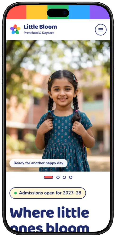 Little Bloom Preschool demo on a phone