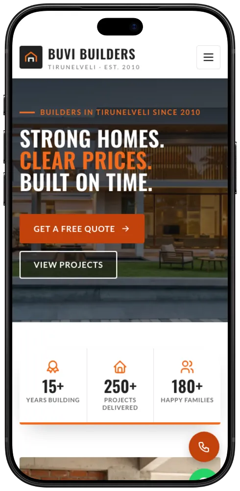Buvi Builders on a phone