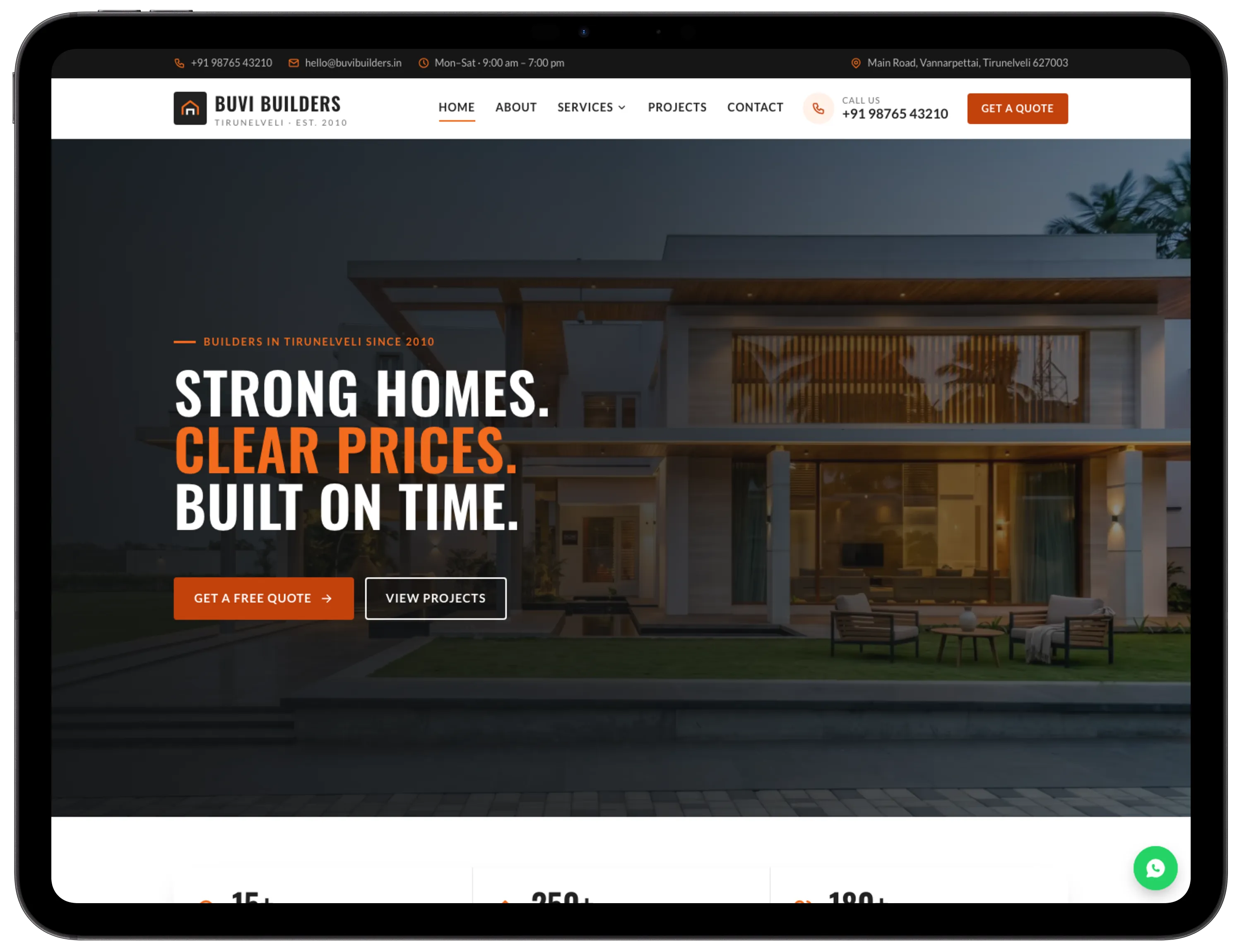 Buvi Builders on a tablet, landscape